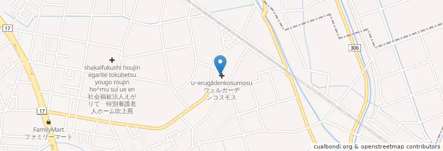 Mapa de ubicacion de ウェルガーデンコスモス en Japon, Préfecture De Saitama, 鴻巣市.