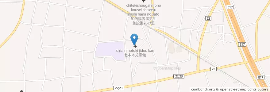 Mapa de ubicacion de 七本木児童館 en Japón, Prefectura De Saitama, 児玉郡, 上里町.