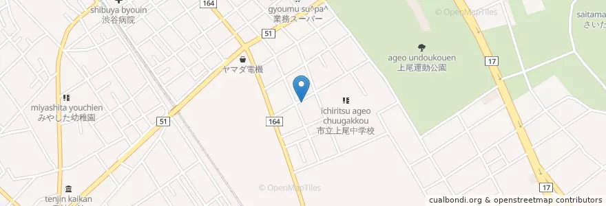 Mapa de ubicacion de 上尾愛宕郵便局 en Japão, 埼玉県, 上尾市.