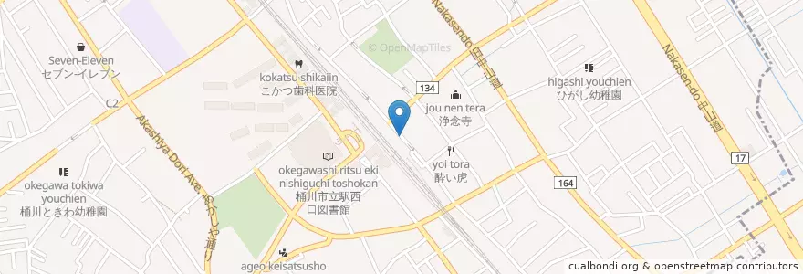 Mapa de ubicacion de 上尾警察署桶川駅前交番 en Japão, 埼玉県, 桶川市.