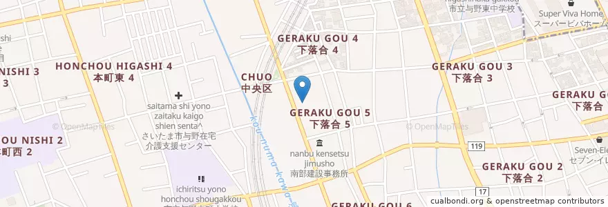 Mapa de ubicacion de さいたま市老人福祉センターいこい荘 en Japan, 埼玉県, さいたま市, 中央区.