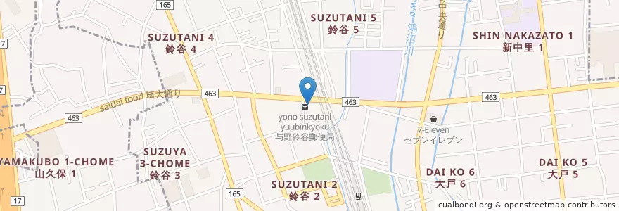 Mapa de ubicacion de 与野鈴谷郵便局 en Giappone, Prefettura Di Saitama, さいたま市, 中央区.