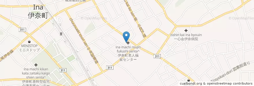 Mapa de ubicacion de 伊奈町児童館 en Япония, Сайтама, 北足立郡, 伊奈町.