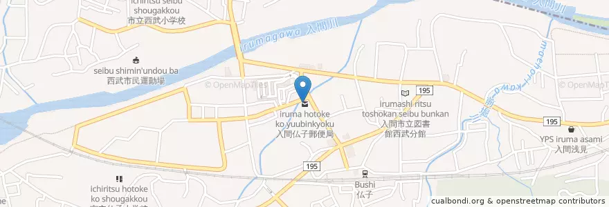 Mapa de ubicacion de 入間仏子郵便局 en Japão, 埼玉県, 入間市.