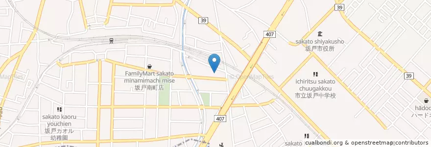 Mapa de ubicacion de 坂戸中央病院 en Япония, Сайтама, 坂戸市.