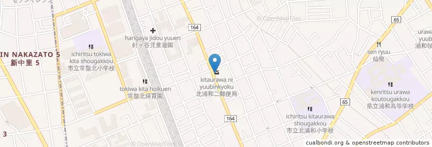 Mapa de ubicacion de 北浦和二郵便局 en Giappone, Prefettura Di Saitama, さいたま市, 浦和区.