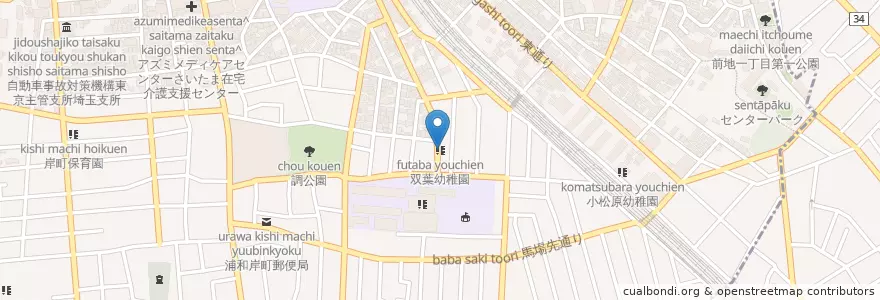Mapa de ubicacion de 双葉幼稚園 en 日本, 埼玉県, さいたま市, 浦和区.