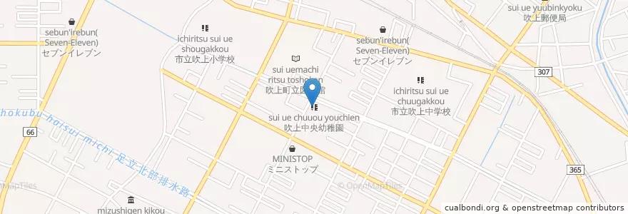 Mapa de ubicacion de 吹上中央幼稚園 en 日本, 埼玉県, 鴻巣市.