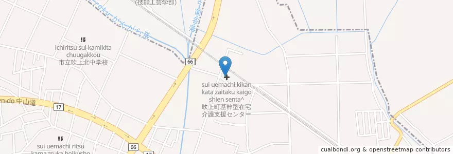 Mapa de ubicacion de 吹上町基幹型在宅介護支援センター en 日本, 埼玉県, 鴻巣市.