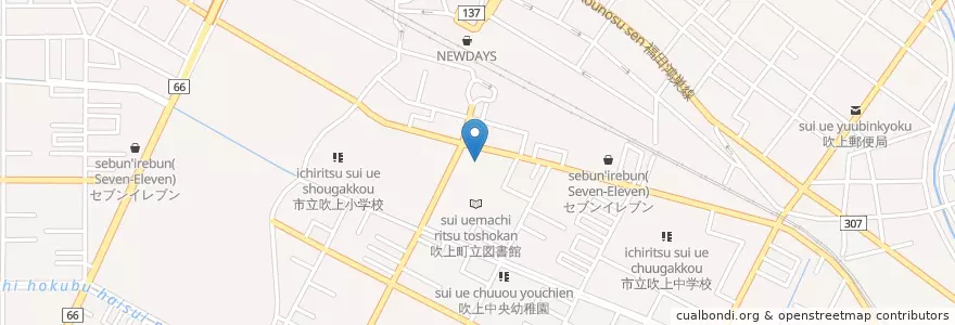 Mapa de ubicacion de 吹上町立図書館 en 日本, 埼玉県, 鴻巣市.