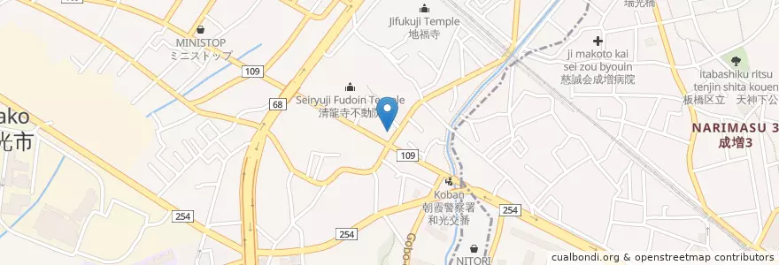 Mapa de ubicacion de 和光白子郵便局 en 日本, 埼玉县, 和光市.