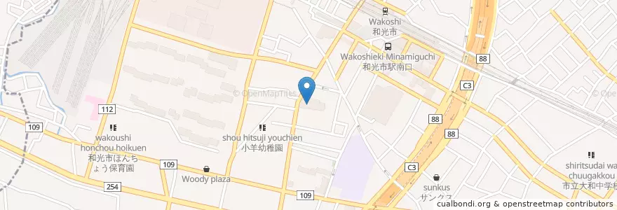 Mapa de ubicacion de 和光郵便局 en 日本, 埼玉県, 和光市.