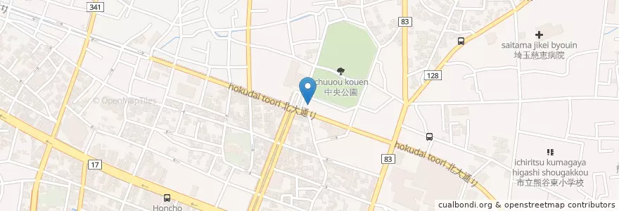 Mapa de ubicacion de 国民生活金融公庫熊谷支店 en 일본, 사이타마현, 熊谷市.