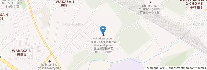 Mapa de ubicacion de 国立病院機構西埼玉中央病院 en Japão, 埼玉県, 所沢市.
