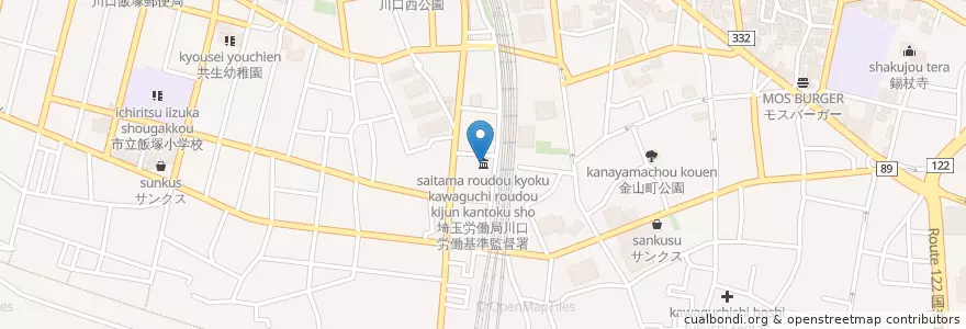 Mapa de ubicacion de 埼玉労働局川口労働基準監督署 en 일본, 사이타마현, 川口市.