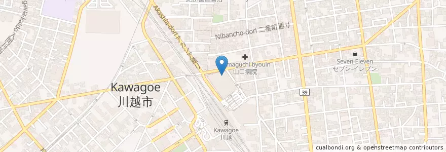 Mapa de ubicacion de 埼玉県パスポートセンター川越支所 en 日本, 埼玉県, 川越市.