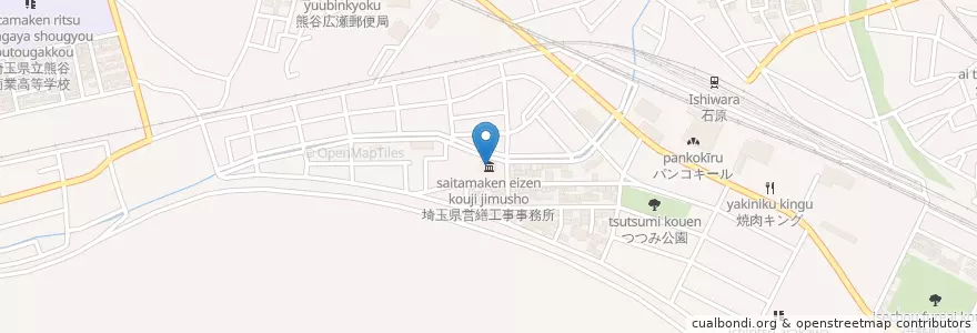 Mapa de ubicacion de 埼玉県営繕工事事務所 en Japonya, 埼玉県, 熊谷市.