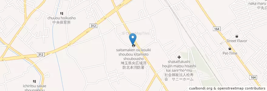 Mapa de ubicacion de 埼玉県央広域消防北本消防署 en Japón, Prefectura De Saitama, 北本市.