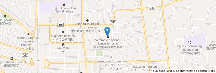 Mapa de ubicacion de 埼玉県飯能県税事務所 en 日本, 埼玉県, 飯能市.