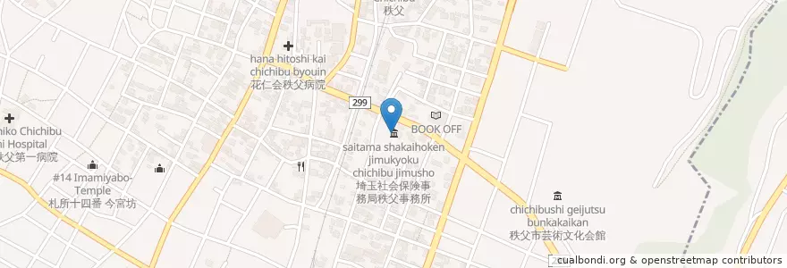 Mapa de ubicacion de 埼玉社会保険事務局秩父事務所 en Japão, 埼玉県, 秩父市.