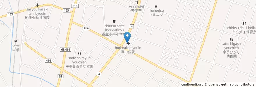 Mapa de ubicacion de 堀中病院 en 日本, 埼玉県, 幸手市.