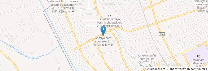 Mapa de ubicacion de 大宮奈良郵便局 en 日本, 埼玉県, さいたま市, 北区.