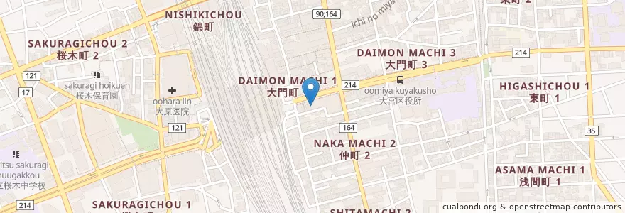 Mapa de ubicacion de 大宮高島屋郵便局 en Japonya, 埼玉県, さいたま市, 大宮区.