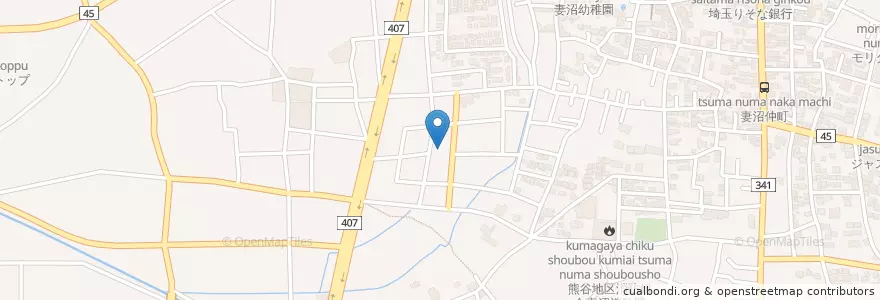 Mapa de ubicacion de 妻沼郵便局 en Japan, Saitama Prefecture, Kumagaya.