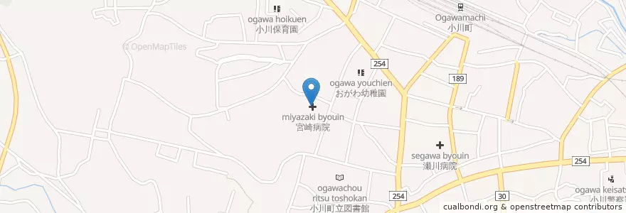 Mapa de ubicacion de 宮崎病院 en 日本, 埼玉県, 比企郡, 小川町.