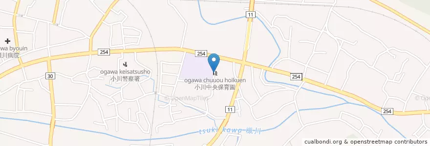 Mapa de ubicacion de 小川中央保育園 en Japan, Präfektur Saitama, 比企郡, 小川町.