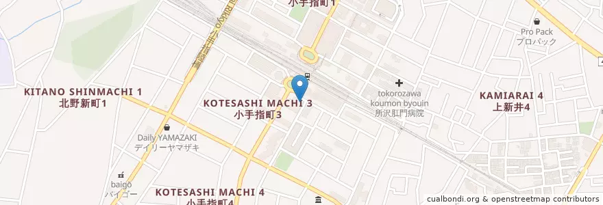 Mapa de ubicacion de 小手指駅前郵便局 en Japão, 埼玉県, 所沢市.