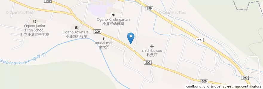 Mapa de ubicacion de 小野鹿警察署 en Japón, Prefectura De Saitama, 秩父郡, 小鹿野町.