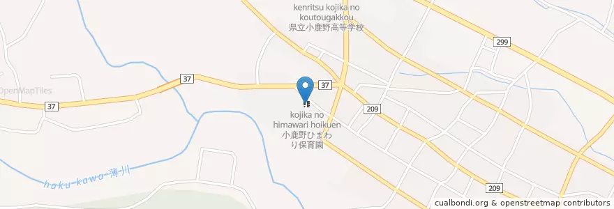 Mapa de ubicacion de 小鹿野ひまわり保育園 en Japão, 埼玉県, 秩父郡, 小鹿野町.