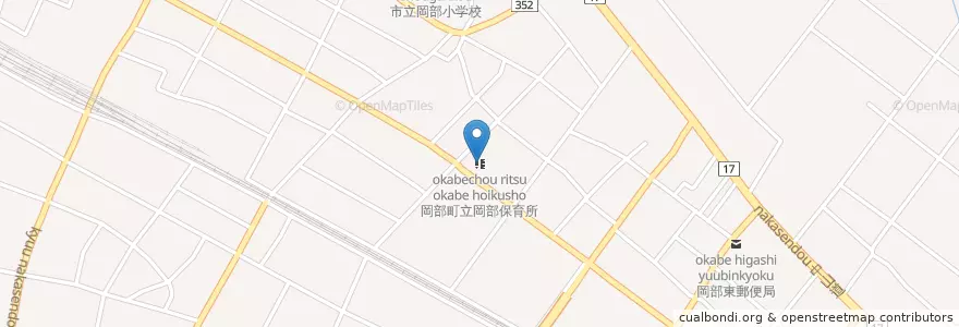 Mapa de ubicacion de 岡部町立岡部保育所 en 日本, 埼玉県, 深谷市.