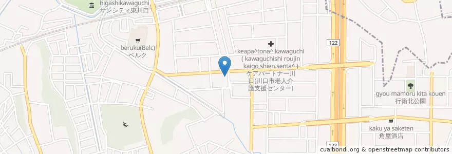 Mapa de ubicacion de 川口北原台郵便局 en ژاپن, 埼玉県, 川口市.