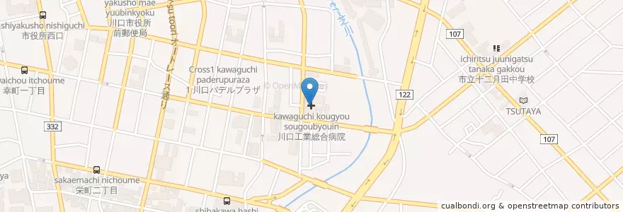 Mapa de ubicacion de 川口工業総合病院 en Japão, 埼玉県, 川口市.