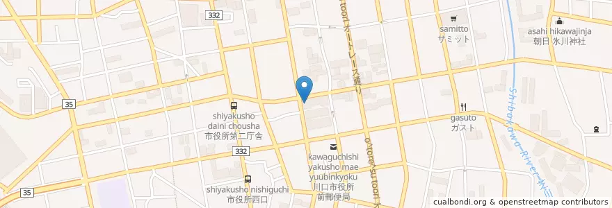 Mapa de ubicacion de 川口市役所 en اليابان, 埼玉県, 川口市.
