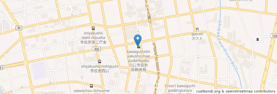 Mapa de ubicacion de 川口市役所前郵便局 en Japón, Prefectura De Saitama, 川口市.