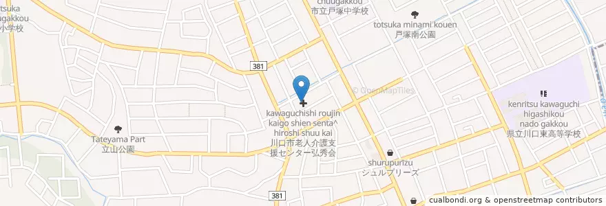 Mapa de ubicacion de 川口市老人介護支援センター弘秀会 en Japonya, 埼玉県, 川口市.