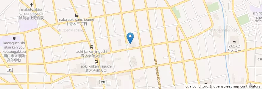 Mapa de ubicacion de 川口市老人福祉センター青木たたら荘 en 일본, 사이타마현, 川口市.