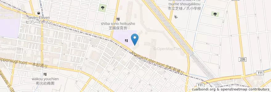 Mapa de ubicacion de 川口芝園郵便局 en Japan, Saitama Prefecture, Warabi.