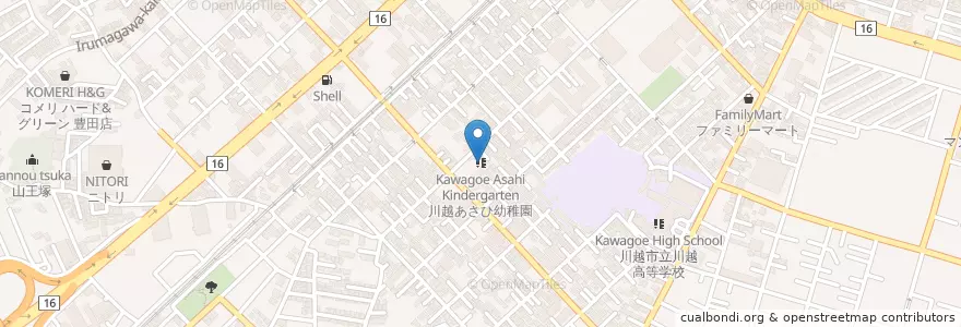Mapa de ubicacion de 川越あさひ幼稚園 en Japão, 埼玉県, 川越市.