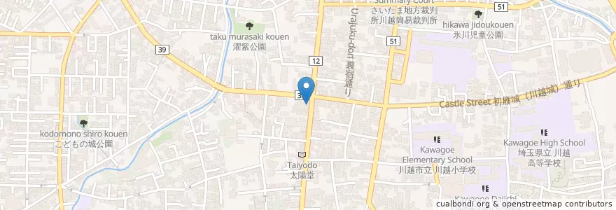 Mapa de ubicacion de 川越元町郵便局 en Japan, 埼玉県, 川越市.