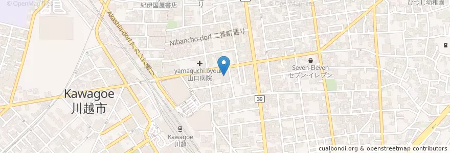 Mapa de ubicacion de 川越市川越駅東口老人憩いの家 en Japan, Präfektur Saitama, 川越市.