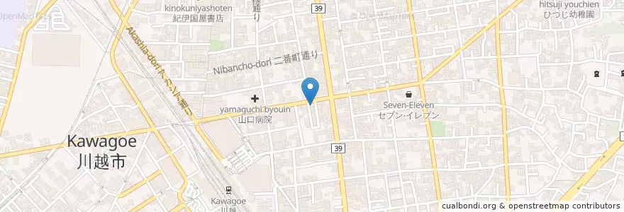 Mapa de ubicacion de 川越脇田郵便局 en 日本, 埼玉県, 川越市.