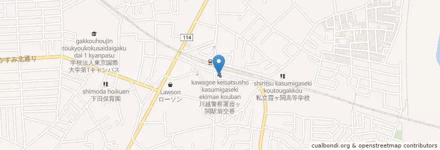 Mapa de ubicacion de 川越警察署霞ヶ関駅前交番 en Japan, 埼玉県, 川越市.