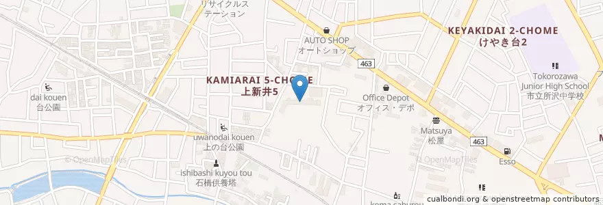 Mapa de ubicacion de 市立上新井小学校 en Japão, 埼玉県, 所沢市.