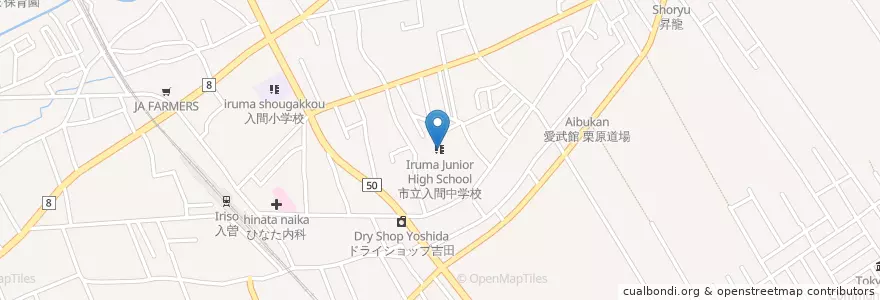 Mapa de ubicacion de 狭山市立入間中学校 en Japon, Préfecture De Saitama, 狭山市.