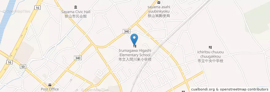 Mapa de ubicacion de 市立入間川東小学校 en 일본, 사이타마현, 狭山市.