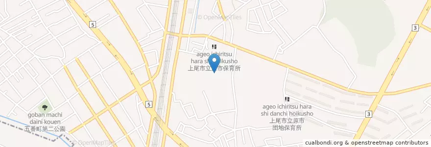 Mapa de ubicacion de 上尾市立原市小学校 en Giappone, Prefettura Di Saitama, 上尾市.